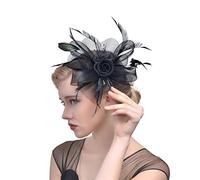 YTBHSHXZ， Sombrero Tocado de Plumas Sombrero Tocado de Mujer Tocado de Encaje for Boda Cóctel Fiesta de Té(Black)