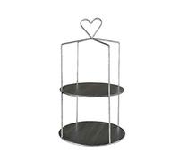 YTBHSHXZ, Soporte de exhibición de Pastel Original, Soporte de Aperitivos Vintage con Mango de Amor, Plato de Pastel de Hierro Forjado de Dos Capas, Bandeja for Pastel(Silver)