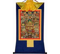 YTBHSHXZ Thangka tibetana, Guru-Saint Padmasambhava y 23 Jambhalas, Dioses de la Riqueza, Brocado Budista Thangka(Blu,Small(35cm*27cm))