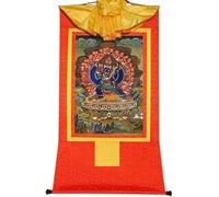 YTBHSHXZ Thangka tibetana, Vajrabhairava, Conquistador del Señor de la Muerte, Brocado Thangka, for decoración zen hogar y meditación(Red,Large(85cm*63cm))