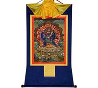 YTBHSHXZ Thangka tibetana, Vajrabhairava, Conquistador del Señor de la Muerte, Brocado Thangka, for decoración zen hogar y meditación(Blu,Large(85cm*63cm))