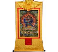 YTBHSHXZ Thangka tibetana, Vajrabhairava, Conquistador del Señor de la Muerte, Brocado Thangka, for decoración zen hogar y meditación(Unique Colour,Small(35cm*27cm))