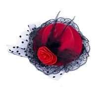 YTBHSHXZ， Tocado de boda for mujer, accesorios for el cabello con plumas sólidas, pinzas for el cabello, aros, velo de malla, horquillas(Red)