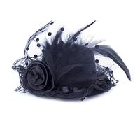 YTBHSHXZ， Tocado de boda for mujer, accesorios for el cabello con plumas sólidas, pinzas for el cabello, aros, velo de malla, horquillas(Black)