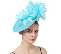 YTBHSHXZ, Tocado de boda for mujer, con flores grandes, con diadema y pinza for el pelo, accesorios for damas.(Turquoise)