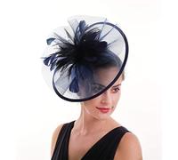 YTBHSHXZ， Tocado de boda for mujer, tocado de malla for boda, tocado de novia, accesorio for el cabello for fiestas en la iglesia(Navy Blue)