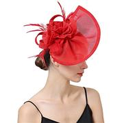 YTBHSHXZ, Tocado de boda, sombrero for mujer, diadema, cóctel, fiesta de té, gorra, pinza for el pelo, tocado(Red)