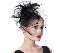 YTBHSHXZ, Tocado de mujer for cóctel, boda, iglesia, flores, plumas, malla(B)
