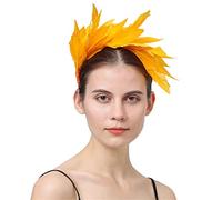 YTBHSHXZ， Tocado de plumas elegantes for novia, boda, fiesta, accesorios for el cabello de mujer, tocado de cóctel(Yellow)