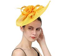 YTBHSHXZ, Tocado de plumas for boda, for mujer, de malla, for cóctel, accesorio for el cabello, for fiesta de té(Yellow)