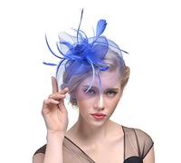 YTBHSHXZ, Tocado de plumas for boda, iglesia, mujer, flores, malla, cintas, diadema, cóctel, fiesta de té, sombrero, tocado(Blue)