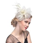 YTBHSHXZ, Tocado de plumas, sombrero de fiesta, pinza for el cabello, boda, cóctel, fiesta, tocado de novia(Ivory)