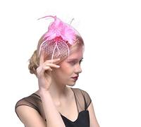 YTBHSHXZ, Tocado de plumas, sombrero de hilo, diadema, tocado de novia, sombrero for cóctel, fiesta de té, tocado(Pink)