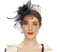 YTBHSHXZ, Tocado for dama con malla floral y plumas, pinza for el pelo, tocado for baile, banquete, bombín(Colour 1)