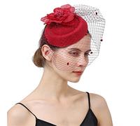 YTBHSHXZ, Tocado for mujer con velo facial, tocado de boda, tocado de novia, diadema con pinza for el pelo, gorra fedora de fiesta(Marron)