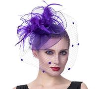 YTBHSHXZ, Tocado for mujer, for cóctel, boda, iglesia, vestido, flor, plumas, tocado de malla(I)
