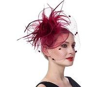 YTBHSHXZ, Tocado for mujer, for cóctel, boda, iglesia, vestido, flor, plumas, tocado de malla(J)