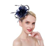 YTBHSHXZ, Tocados de flores sólidas en diademas, horquillas for el cabello for mujeres, pinzas for el cabello con plumas for fiestas y bodas.(Navy)