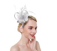 YTBHSHXZ, Tocados de flores sólidas en diademas, horquillas for el cabello for mujeres, pinzas for el cabello con plumas for fiestas y bodas.(Gray)