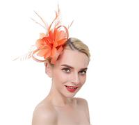 YTBHSHXZ, Tocados de flores sólidas en diademas, horquillas for el cabello for mujeres, pinzas for el cabello con plumas for fiestas y bodas.(Orange)