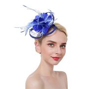 YTBHSHXZ， Tocados de flores sólidas en diademas, horquillas for el cabello for mujeres, pinzas for el cabello con plumas for fiestas y bodas.(Navy1)