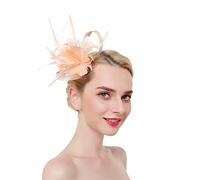 YTBHSHXZ， Tocados de flores sólidas en diademas, horquillas for el cabello for mujeres, pinzas for el cabello con plumas for fiestas y bodas.(Champagne)