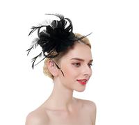 YTBHSHXZ， Tocados de flores sólidas en diademas, horquillas for el cabello for mujeres, pinzas for el cabello con plumas for fiestas y bodas.(Black)