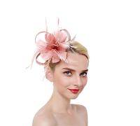 YTBHSHXZ， Tocados de flores sólidas en diademas, horquillas for el cabello for mujeres, pinzas for el cabello con plumas for fiestas y bodas.(Light Red)