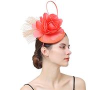 YTBHSHXZ, Tocados de novia for boda, sombreros, accesorios for el cabello de novia con plumas for fiesta, cena, pinzas for el cabello, tocados(Coral)