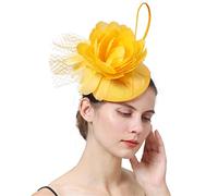 YTBHSHXZ, Tocados de novia for boda, sombreros, accesorios for el cabello de novia con plumas for fiesta, cena, pinzas for el cabello, tocados(Yellow)