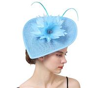 YTBHSHXZ, Tocados de novia for boda, sombreros, tocados de fiesta for mujer con pinza for el cabello, accesorios de plumas for el cabello for damas(Light blue)