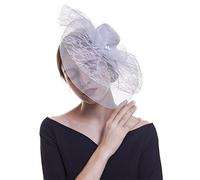YTBHSHXZ, Tocados for dama, de malla tejida, con pinza for el pelo y banda for el pelo, for fiestas formales, cócteles y accesorios.(White)