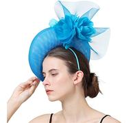 YTBHSHXZ, Tocados for dama, sombrero, diadema, pinza for el cabello, cóctel, fiesta de té con velo, tocado de plumas(Sea blue)