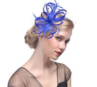 YTBHSHXZ, Tocados for mujer, con plumas y cinta, for cóctel, boda, novia, iglesia, sombreros Fedora(Blue)