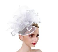 YTBHSHXZ， Tocados for mujer for bodas, iglesias, bodas, sombreros, pinzas for el pelo, accesorios for el cabello for fiestas y cenas.(White)
