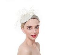 YTBHSHXZ， Tocados for mujer, horquillas for el pelo for fiestas, cócteles, pinzas for el pelo, velo de malla, tocado de color liso(Beige)