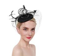 YTBHSHXZ, Tocados for mujer, horquillas for el pelo for fiestas, cócteles, pinzas for el pelo, velo de malla, tocado de color liso(Black)