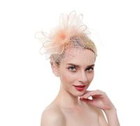 YTBHSHXZ, Tocados for mujer, sombreros con flores, malla, cintas, plumas, diadema, pinza for el pelo, for cóctel, fiesta de té, tocados(Rose Gold)