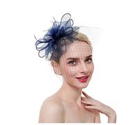 YTBHSHXZ, Tocados for mujer, sombreros con flores, malla, cintas, plumas, diadema, pinza for el pelo, for cóctel, fiesta de té, tocados(Navy)