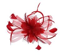 YTBHSHXZ， Tocados for mujer, sombreros con flores y plumas, accesorios for el cabello de novia europeos y americanos, fedora for fiestas(Red)