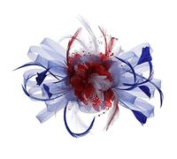 YTBHSHXZ, Tocados for mujer, sombreros con flores y plumas, accesorios for el cabello de novia europeos y americanos, fedora for fiestas(Blue Red)