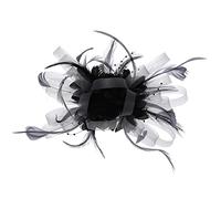 YTBHSHXZ, Tocados for mujer, sombreros con flores y plumas, accesorios for el cabello de novia europeos y americanos, fedora for fiestas(Black Gray)