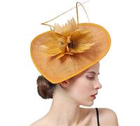 YTBHSHXZ, Tocados for mujer, tocado de boda con pinza for el pelo, accesorios for el cabello con plumas for fiesta.(Gold)