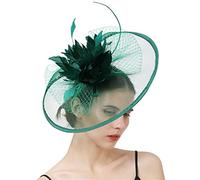 YTBHSHXZ， Velos de novia, tocados, tocados de boda for mujer, pinzas for el pelo, plumas, flores, accesorios for el cabello(Dark GN)