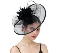 YTBHSHXZ， Velos de novia, tocados, tocados de boda for mujer, pinzas for el pelo, plumas, flores, accesorios for el cabello(Black)