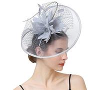 YTBHSHXZ， Velos de novia, tocados, tocados de boda for mujer, pinzas for el pelo, plumas, flores, accesorios for el cabello(Gray)