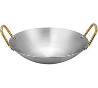 YTBHSHXZ wok, Paellera de acero inoxidable grueso, sartén redonda estilo wok chino for el hogar y exteriores(26.2 * 7cm)