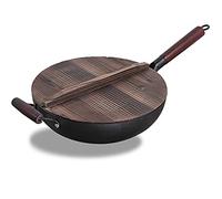 YTBHSHXZ wok, Sartén antiadherente de hierro fundido resistente o sartén for saltear, olla cocina doméstica sin recubrimiento, forjada a mano(D)
