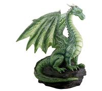 YTC Summit International Green Dragon on Rock Figurine Medieval Mythical Fantasy Creature Decoration New