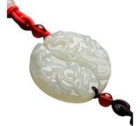 YTDJJWLS 1 par de colgantes de jade blanco con diseño de dragón y fénix, colgante de jade auspicioso de jade, piedra, sin piedras preciosas